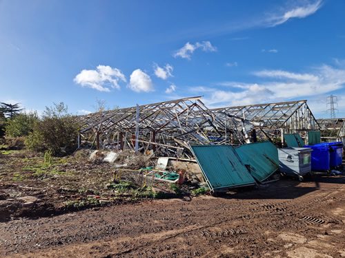 Bens Demolition Division photo Demolish green house, Chief Trading Post, Oldland Common, Bristol