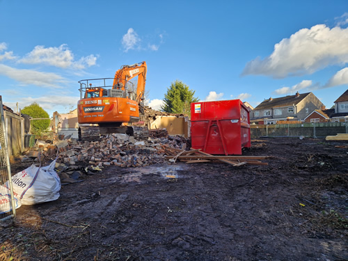 Bens Demolition Division job J.A. Developments, Bell Road, Coalpit Heath, Near Bristol. Demolition of buildings and clear gardens photo number 4