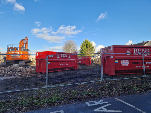 Bens Demolition Division job J.A. Developments, Bell Road, Coalpit Heath, Near Bristol. Demolition of buildings and clear gardens photo number 5