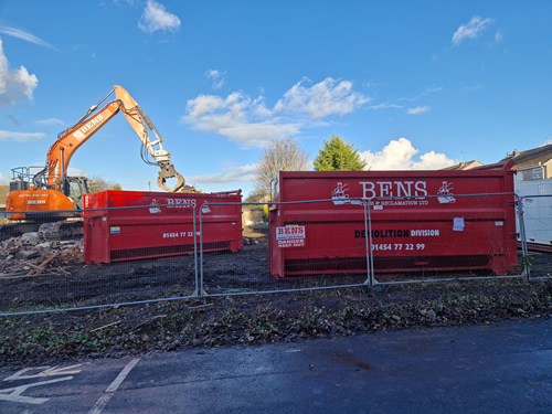 Bens Demolition Division job J.A. Developments, Bell Road, Coalpit Heath, Near Bristol. Demolition of buildings and clear gardens photo number 6