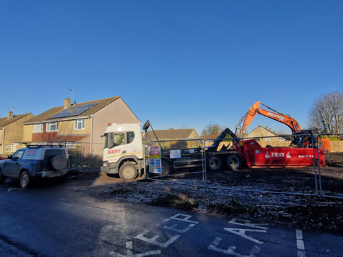 Bens Demolition Division job J.A. Developments, Bell Road, Coalpit Heath, Near Bristol. Demolition of buildings and clear gardens photo number 7