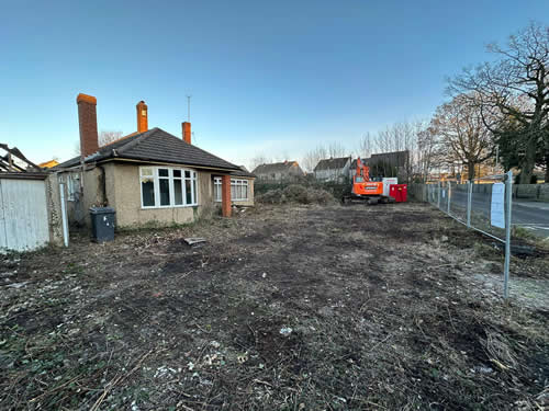 Bens Demolition Division job J.A. Developments, Bell Road, Coalpit Heath, Near Bristol. Demolition of buildings and clear gardens photo number 9