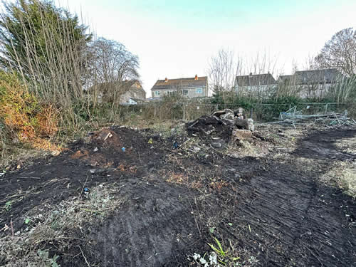 Bens Demolition Division job J.A. Developments, Bell Road, Coalpit Heath, Near Bristol. Demolition of buildings and clear gardens photo number 11