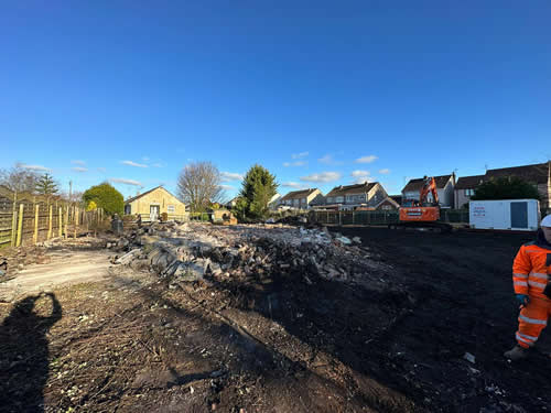 Bens Demolition Division job J.A. Developments, Bell Road, Coalpit Heath, Near Bristol. Demolition of buildings and clear gardens photo number 14