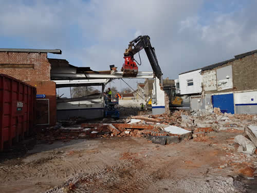 Bens Demolition Division job Commercial property demolition - ATS Garage, Bedminster, for UKS Group photo number 1