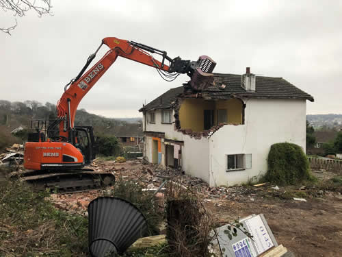 Bens Demolition Division job House demolition at Grove Road, Coombe Dinge, Bristol for Benchmark Construction photo number 6