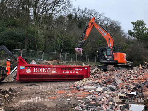 Bens Demolition Division job House demolition at Grove Road, Coombe Dinge, Bristol for Benchmark Construction photo number 9