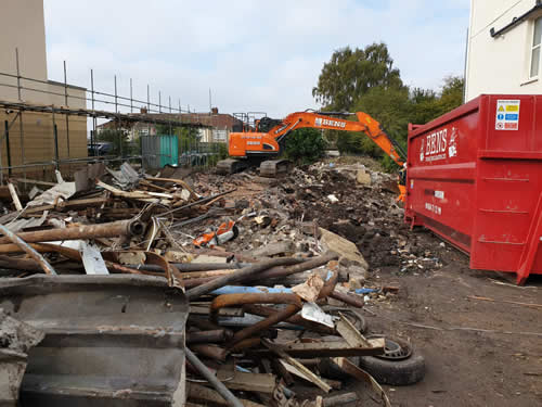 Bens Demolition Division job Demolition of a parish hall called Grove Hall, Fishponds, Bristol for Samson Homes photo number 1