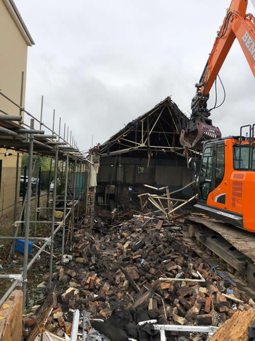 Bens Demolition Division job Demolition of a parish hall called Grove Hall, Fishponds, Bristol for Samson Homes photo number 4