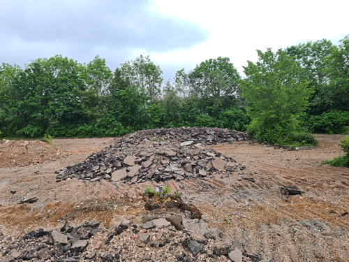 Bens Demolition Division job Uplifting a car park that includes 20000 square metres of tarmac, kerb stones, tree protection hoarding, also crushing the aggregate on site and removing for recycling. photo number 9