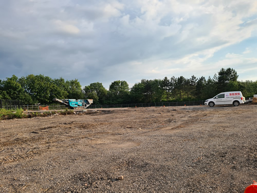 Bens Demolition Division job Uplifting a car park that includes 20000 square metres of tarmac, kerb stones, tree protection hoarding, also crushing the aggregate on site and removing for recycling. photo number 23